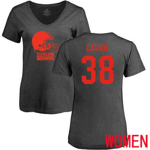 Cleveland Browns T J Carrie Women Ash Jersey #38 NFL Football One Color T Shirt